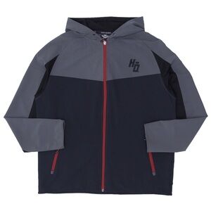 Harley-Davidson Black and Gray Windbreaker with Red Accents. Size 2XL